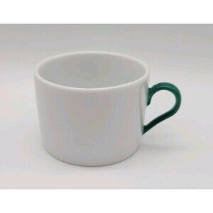 Vtg Crate & Barrel White Coffee Mug Green Handle Monno Bangladesh Replacement
